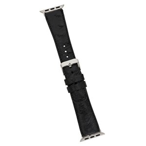 Apple Watch Uyumlu Deri Kordon 42-44-45mm De5 Siyah