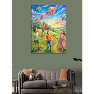 Kanvas Tablo Uçurtma Ve Çocuklar 100x140 cm