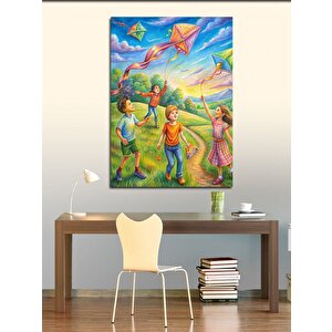 Kanvas Tablo Uçurtma Ve Çocuklar 100x140 cm