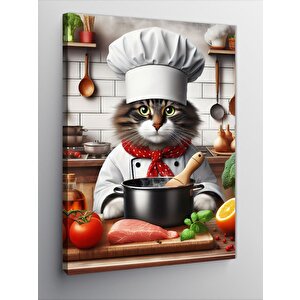 Kanvas Tablo Aşçı Kedi 70x100 cm