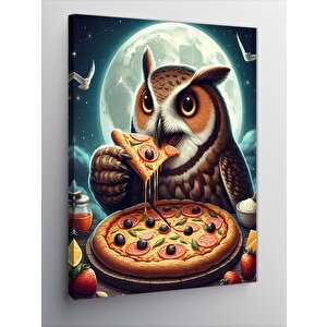 Kanvas Tablo Pizza Yiyen Baykuş 50x70 cm