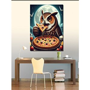 Kanvas Tablo Pizza Yiyen Baykuş 50x70 cm
