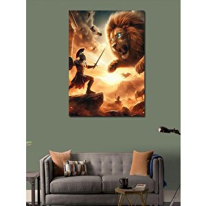 Kanvas Tablo Gladyatörle İle Aslan 50x70 cm