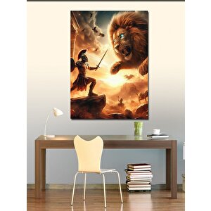 Kanvas Tablo Gladyatörle İle Aslan 50x70 cm