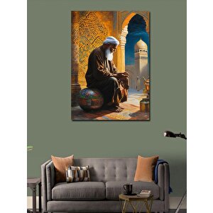 Kanvas Tablo Kitap Okuyan Yaşlı Adam 70x100 cm