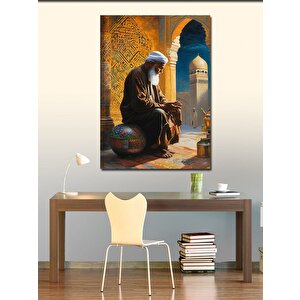 Kanvas Tablo Kitap Okuyan Yaşlı Adam 70x100 cm