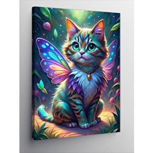 Kanvas Tablo Peri Kanatlı Kedi 70x100 cm