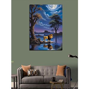 Kanvas Tablo Ay Işığında Aslan Kral 50x70 cm