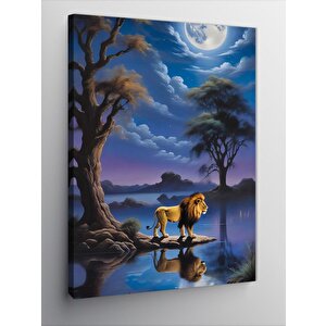 Kanvas Tablo Ay Işığında Aslan Kral 70x100 cm