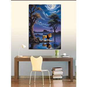 Kanvas Tablo Ay Işığında Aslan Kral 70x100 cm