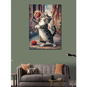 Kanvas Tablo Voleybol Oynayan Kedi 50x70 cm