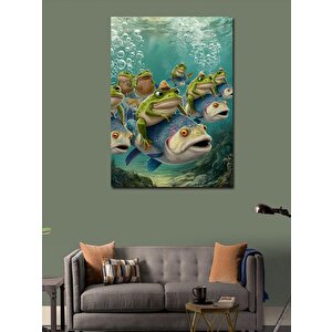 Kanvas Tablo Balıklar Ve Kurbağalar 70x100 cm