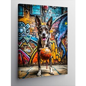 Kanvas Tablo Basketbol Oynayan Köpek 50x70 cm