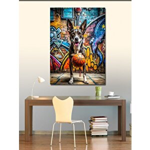Kanvas Tablo Basketbol Oynayan Köpek 100x140 cm