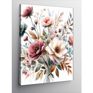Kanvas Tablo Pembe Beyaz Çiçekler 100x140 cm