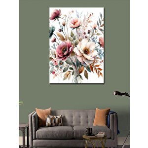 Kanvas Tablo Pembe Beyaz Çiçekler 100x140 cm
