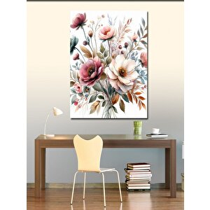 Kanvas Tablo Pembe Beyaz Çiçekler 100x140 cm