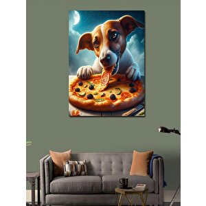 Kanvas Tablo Pizza Yiyen Köpek 70x100 cm