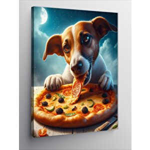 Kanvas Tablo Pizza Yiyen Köpek 100x140 cm