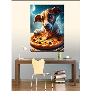 Kanvas Tablo Pizza Yiyen Köpek 100x140 cm