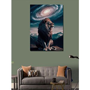 Kanvas Tablo Erkek Aslan Ve Samanyolu 70x100 cm