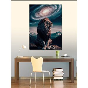 Kanvas Tablo Erkek Aslan Ve Samanyolu 70x100 cm