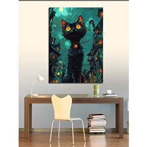 Kanvas Tablo Seyrini Siyah Kedi 100x140 cm