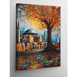 Kanvas Tablo Renkli Ağaç Ve Ayasofya Cami 100x140 cm