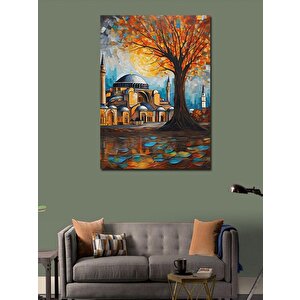 Kanvas Tablo Renkli Ağaç Ve Ayasofya Cami 100x140 cm