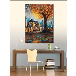 Kanvas Tablo Renkli Ağaç Ve Ayasofya Cami 100x140 cm