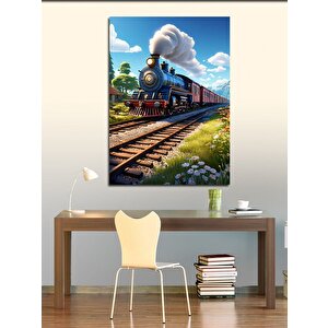 Kanvas Tablo Sevimli Buharlı Tren 100x140 cm