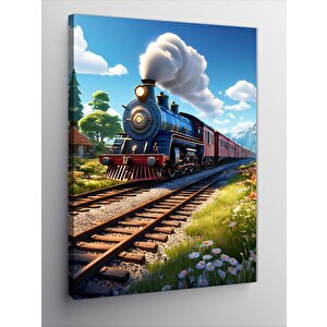 Kanvas Tablo Sevimli Buharlı Tren 70x100 cm