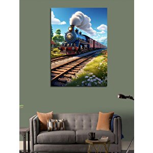 Kanvas Tablo Sevimli Buharlı Tren 70x100 cm