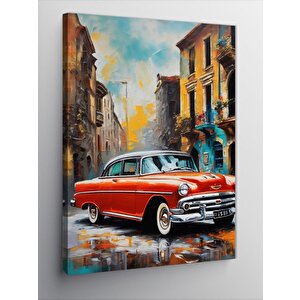 Kanvas Tablo Klasik Kırmızı Araba 50x70 cm