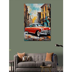 Kanvas Tablo Klasik Kırmızı Araba 50x70 cm