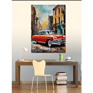 Kanvas Tablo Klasik Kırmızı Araba 50x70 cm