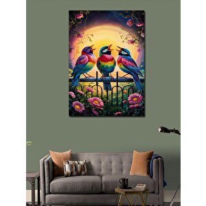 Kanvas Tablo Şarkı Söyleyen Renkli Kuşlar 70x100 cm