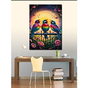 Kanvas Tablo Şarkı Söyleyen Renkli Kuşlar 100x140 cm