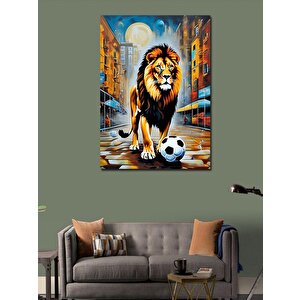 Kanvas Tablo Aslan Ve Futbol Topu 70x100 cm