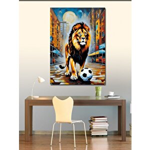 Kanvas Tablo Aslan Ve Futbol Topu 70x100 cm