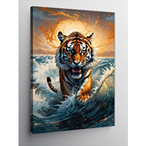 Kanvas Tablo Denizler İçindeki Kaplan 50x70 cm