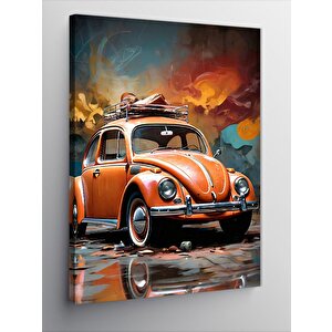 Kanvas Tablo Turuncu Retro Kaplumbağa Araba 70x100 cm