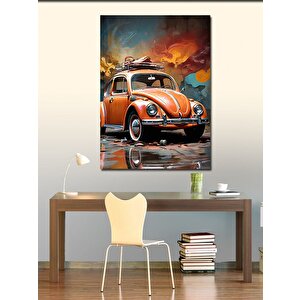 Kanvas Tablo Turuncu Retro Kaplumbağa Araba 70x100 cm