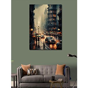 Kanvas Tablo Gün Batımı Ve Retro Arabalar 70x100 cm