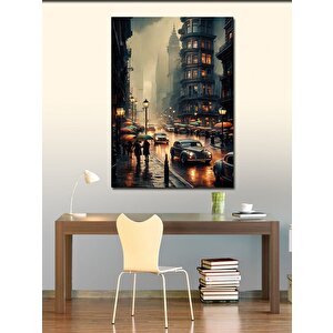 Kanvas Tablo Gün Batımı Ve Retro Arabalar 70x100 cm