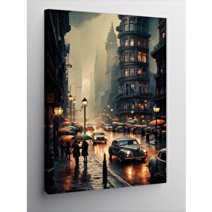 Kanvas Tablo Gün Batımı Ve Retro Arabalar 100x140 cm