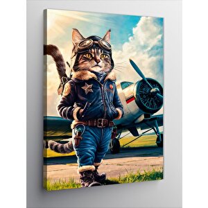 Kanvas Tablo Pilot Kedi 70x100 cm