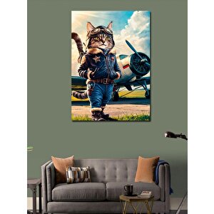 Kanvas Tablo Pilot Kedi 70x100 cm