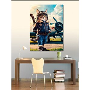 Kanvas Tablo Pilot Kedi 70x100 cm