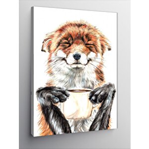 Kanvas Tablo Kahve İçen Mutlu Köpek 70x100 cm